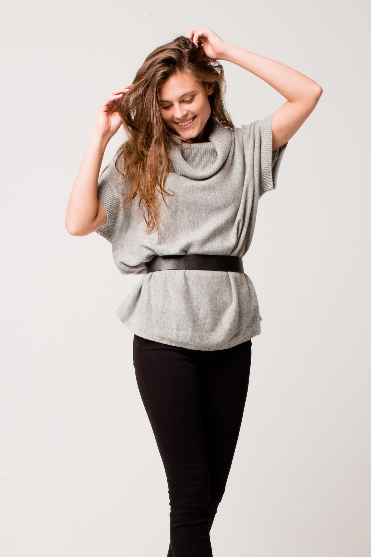 Cashmere Blend Turtleneck Poncho Stone – Camille Reau